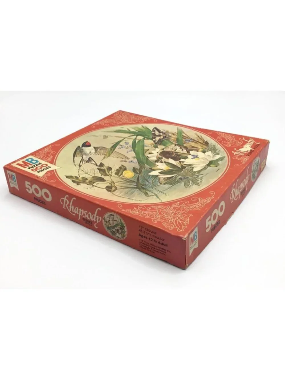 Milton Bradley Rhapsody Series Vintage Bird 500 Piece Round Puzzle Complete